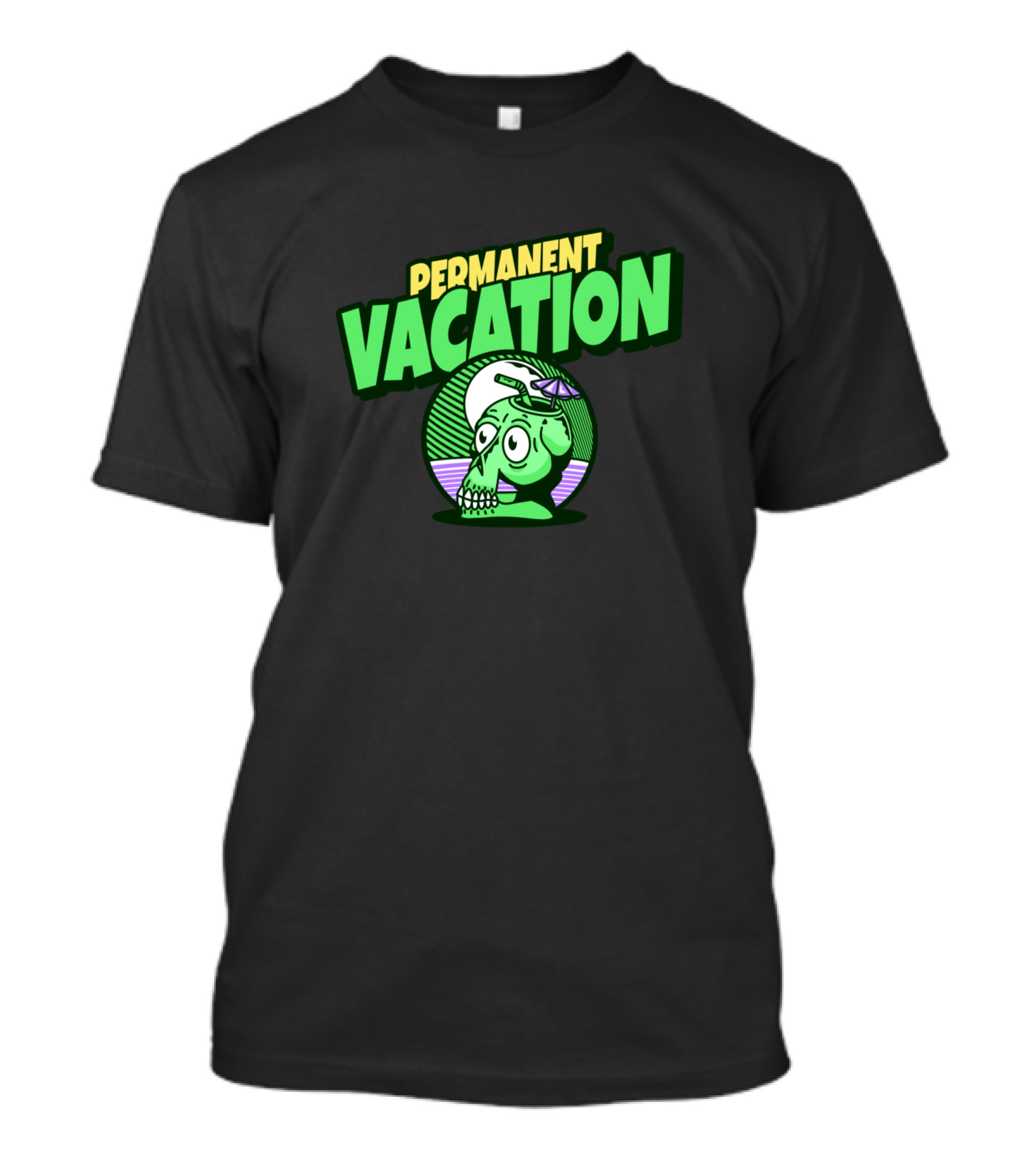 Permanent Vacation Skeleton Head In Cap T-Shirt