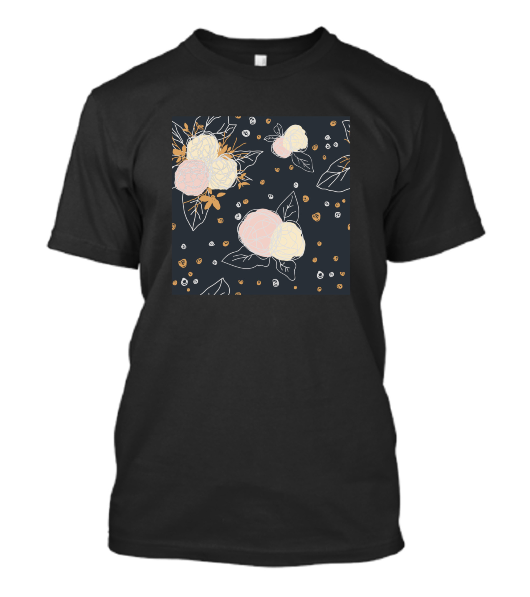 Puffy Pastel Floral Bunches Pattern With Leaves And Dots T-Shirt