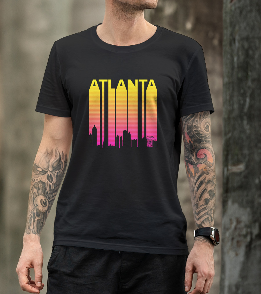 Atlanta 1980s Retro Skyline Gradient T-Shirt