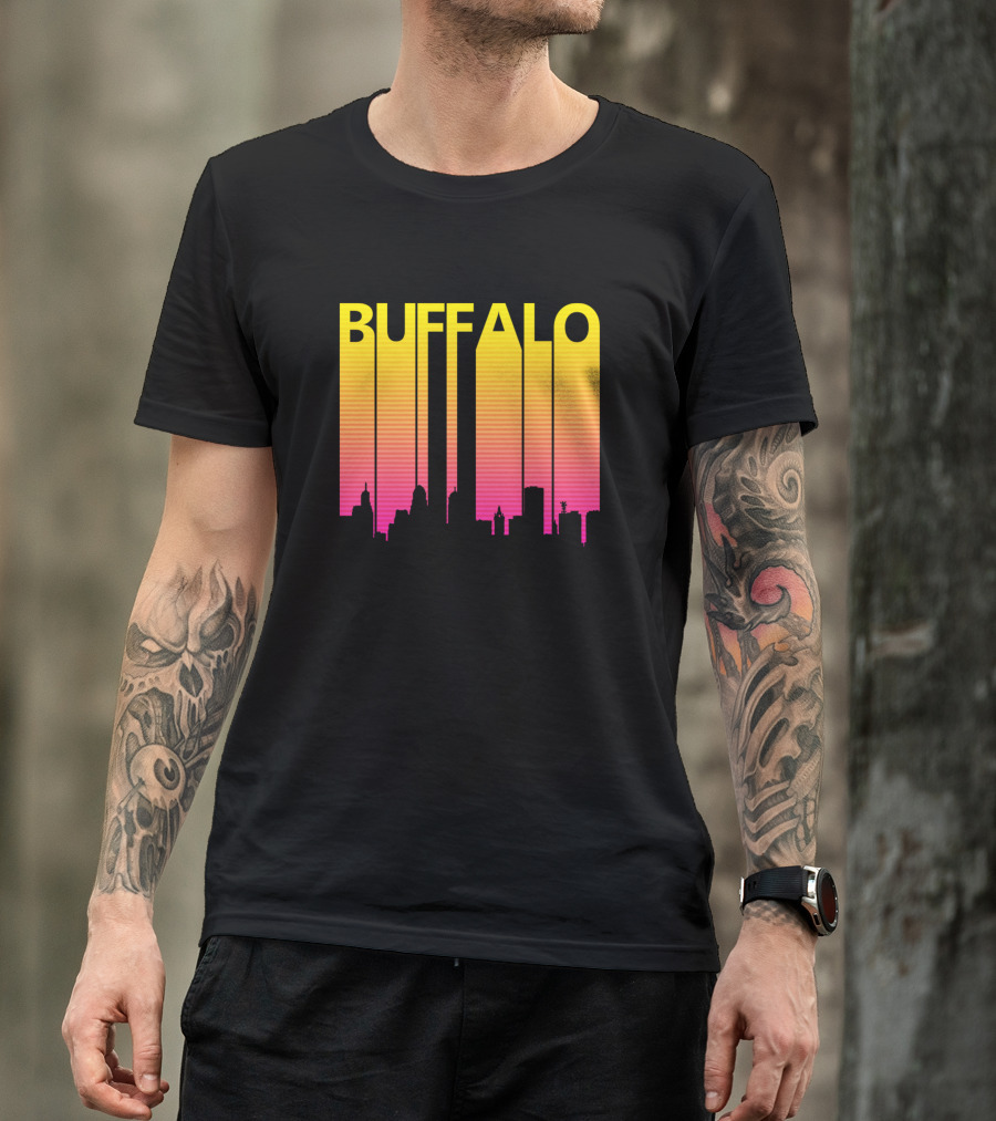 Buffalo Retro Skyline 1980s Vibes Sunset T-Shirt