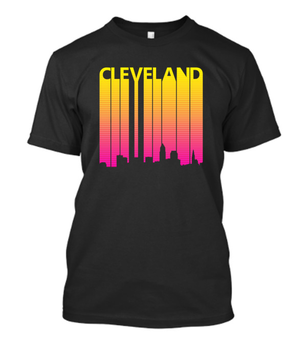 Cleveland Skyline Retro 1980s Gradient T-Shirt