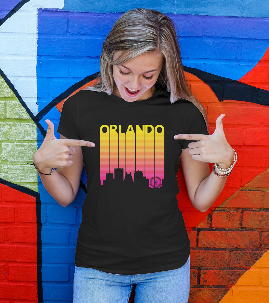 Orlando 1980s Skyline Retro Sunset T-Shirt