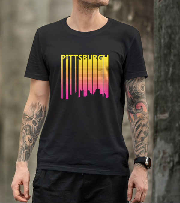 Pittsburgh 1980S Skyline Retro Gradient Elements T-Shirt