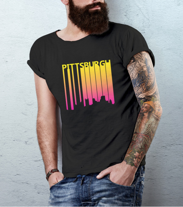 Pittsburgh 1980S Skyline Retro Gradient Elements T-Shirt