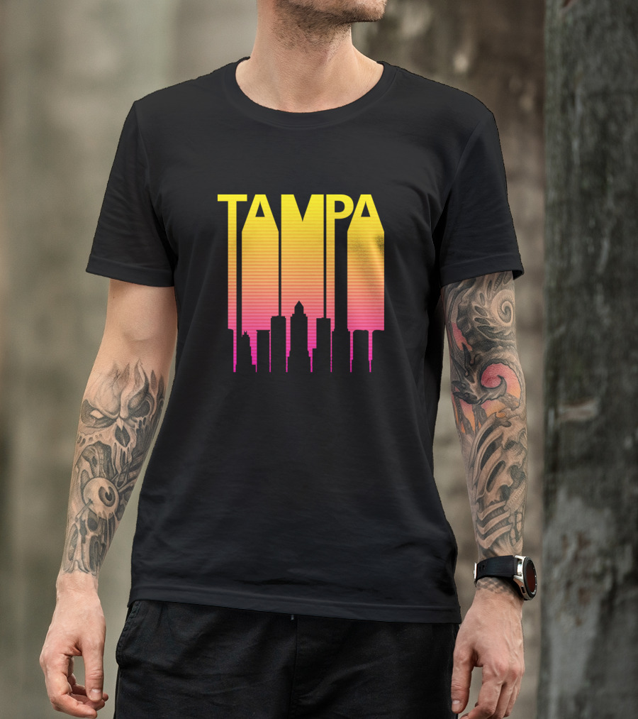 Tampa Retro 1980S Gradient Skyline T-Shirt
