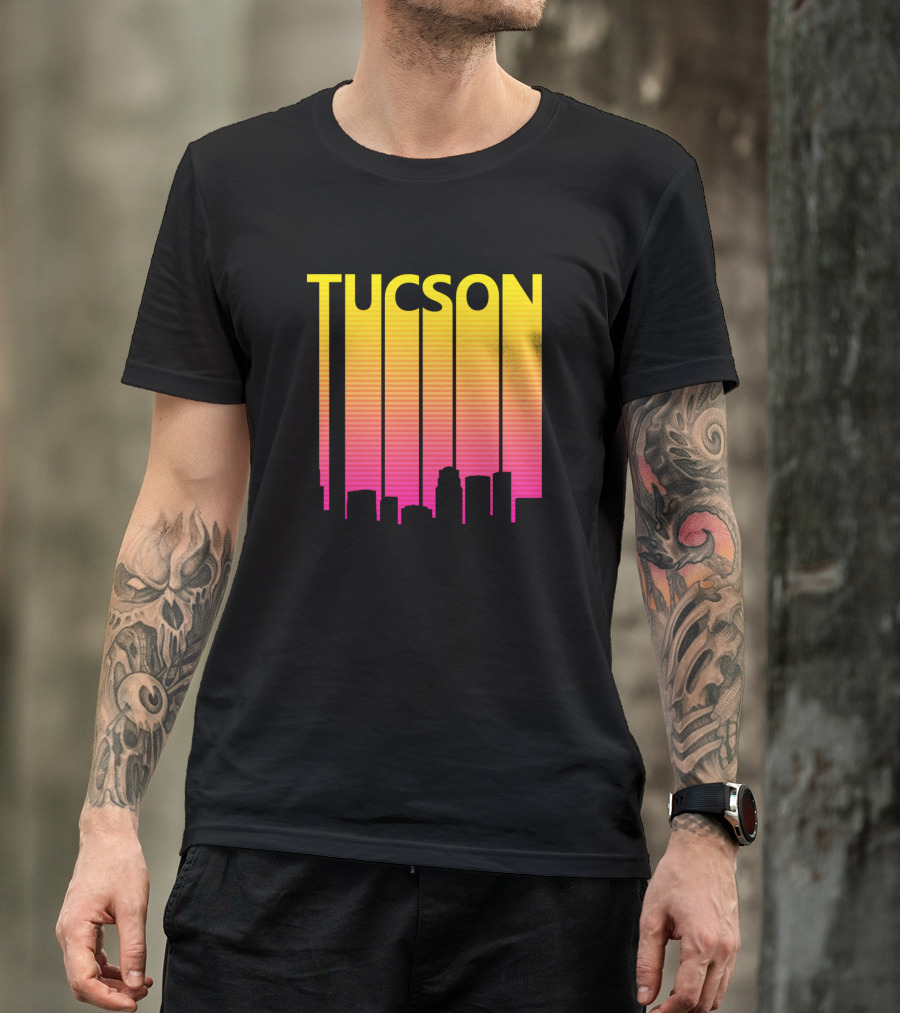 Tucson Retro 1980s Skyline Sunset Stripes T-Shirt