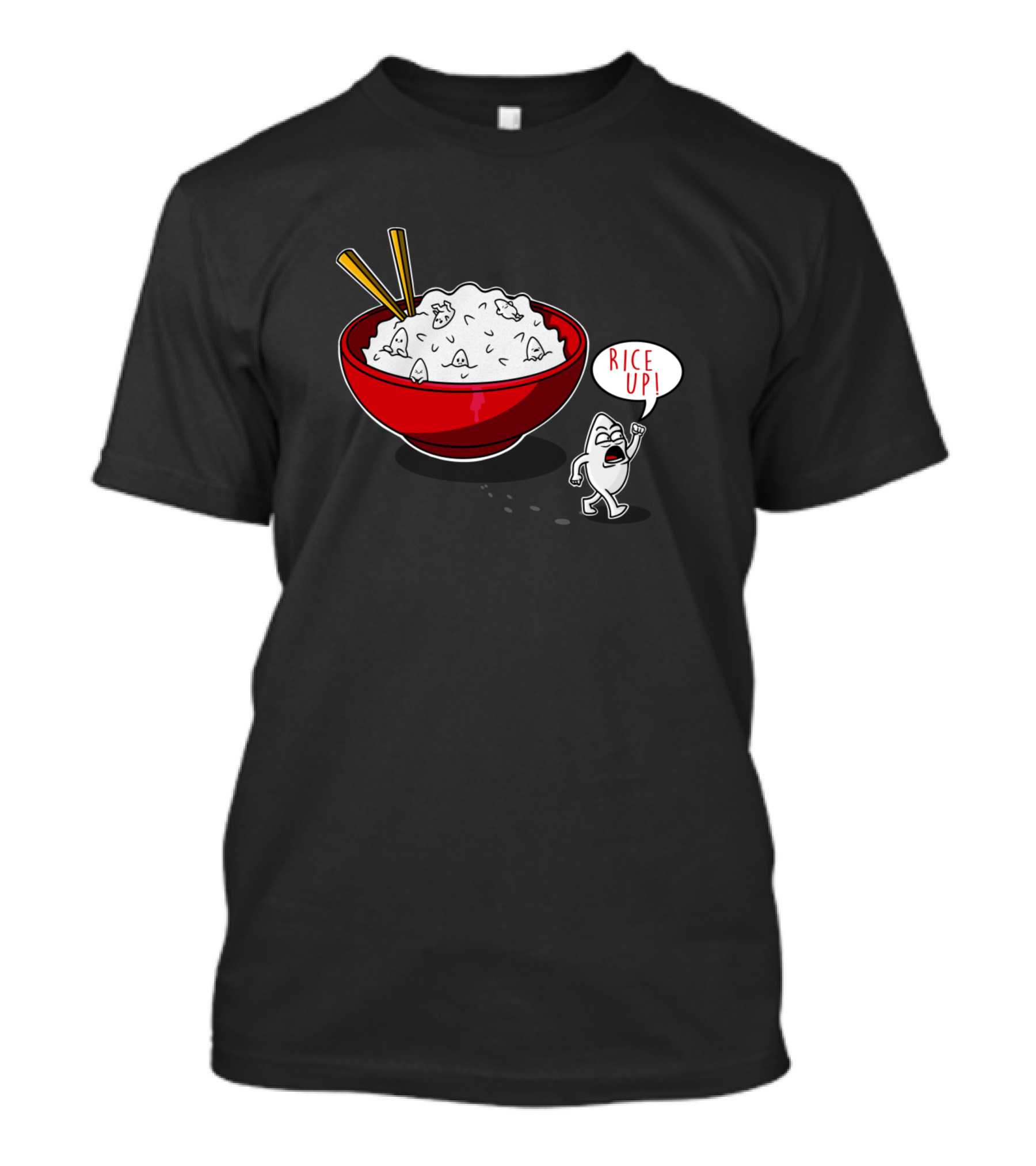 Bowl Of Rice Cartoon With Speech Bubble Saying Rice Up T-Shirt