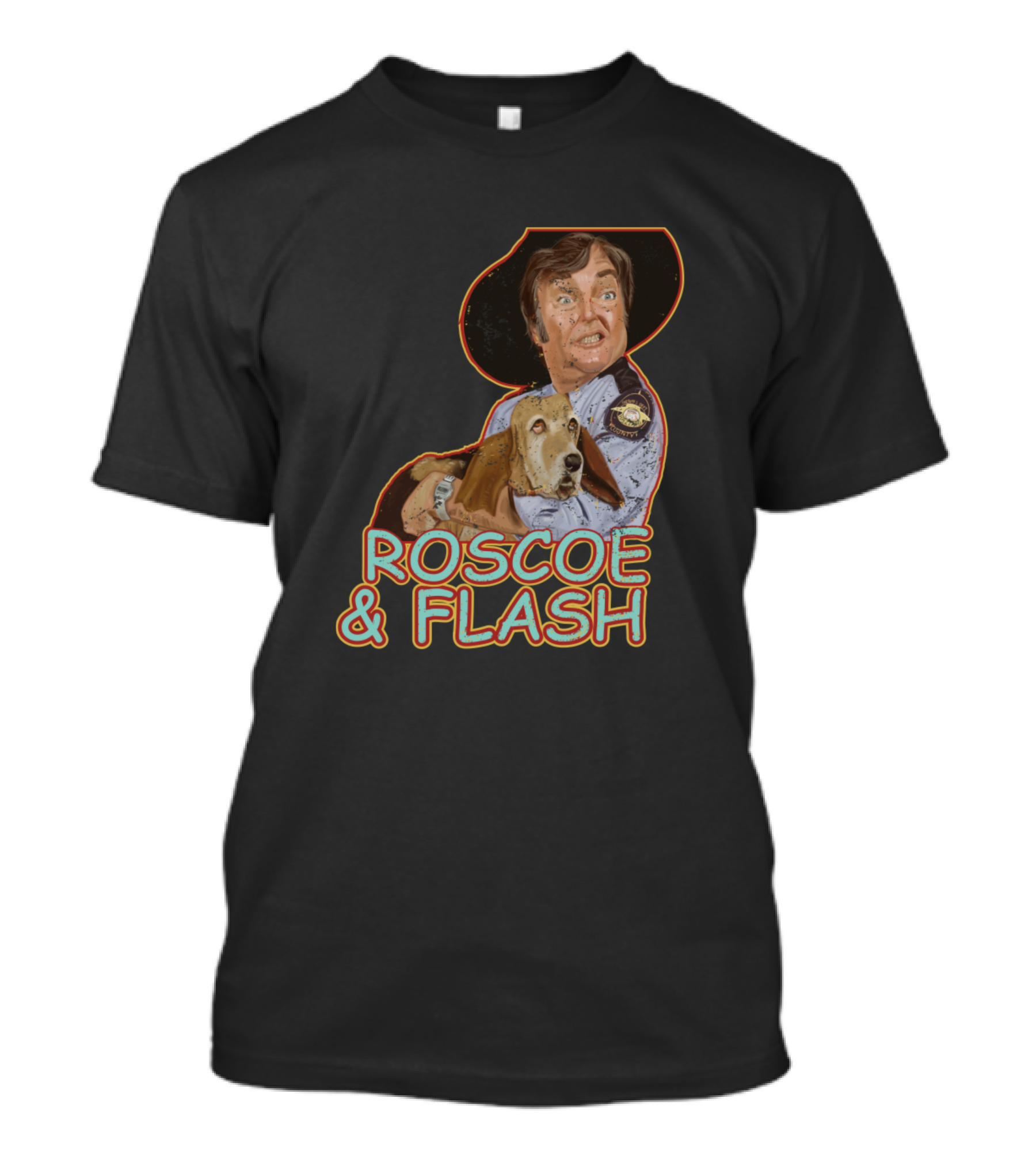 Roscoe P. Coltrane And Flash Dukes Of Hazzard Sheriff Deputy Badge T-Shirt