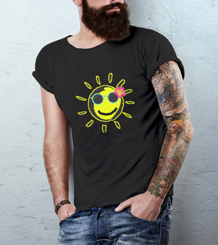 Sun With Glasses And Flower Accessory T-Shirt