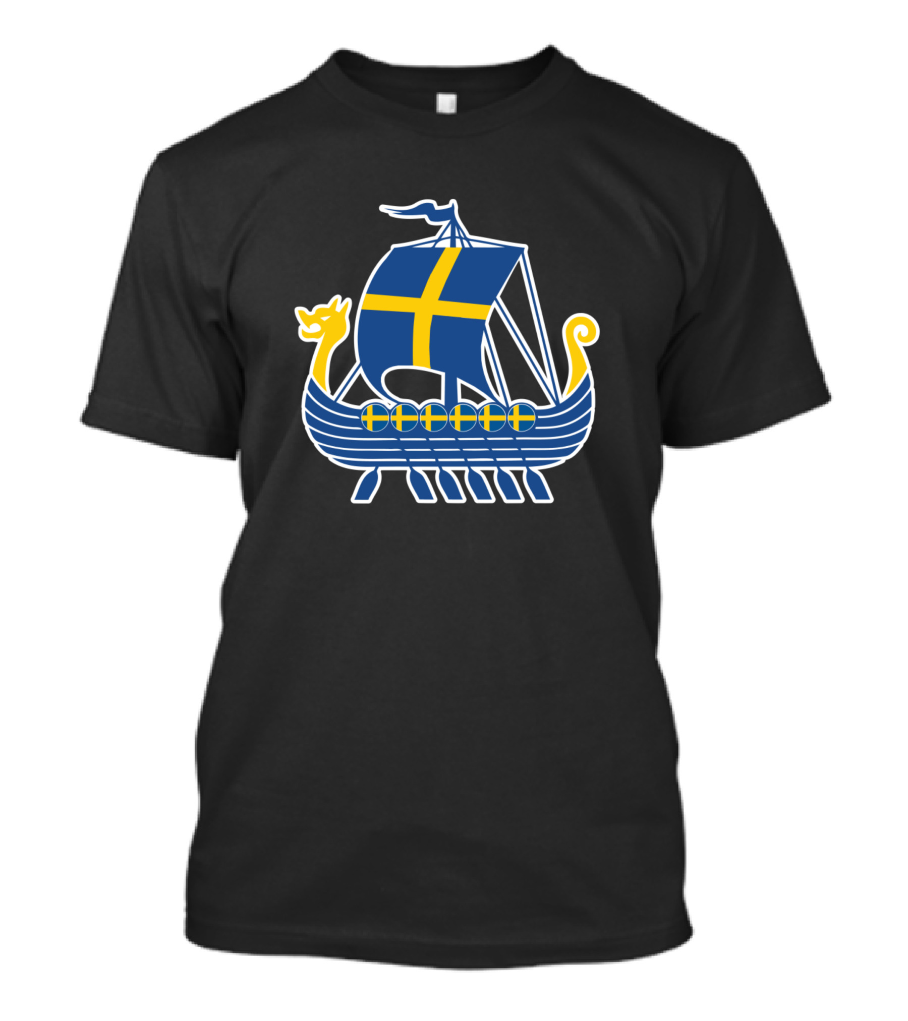 Sweden Viking Ship Valhalla Swedish Flag Symbol Viking Ship T-Shirt