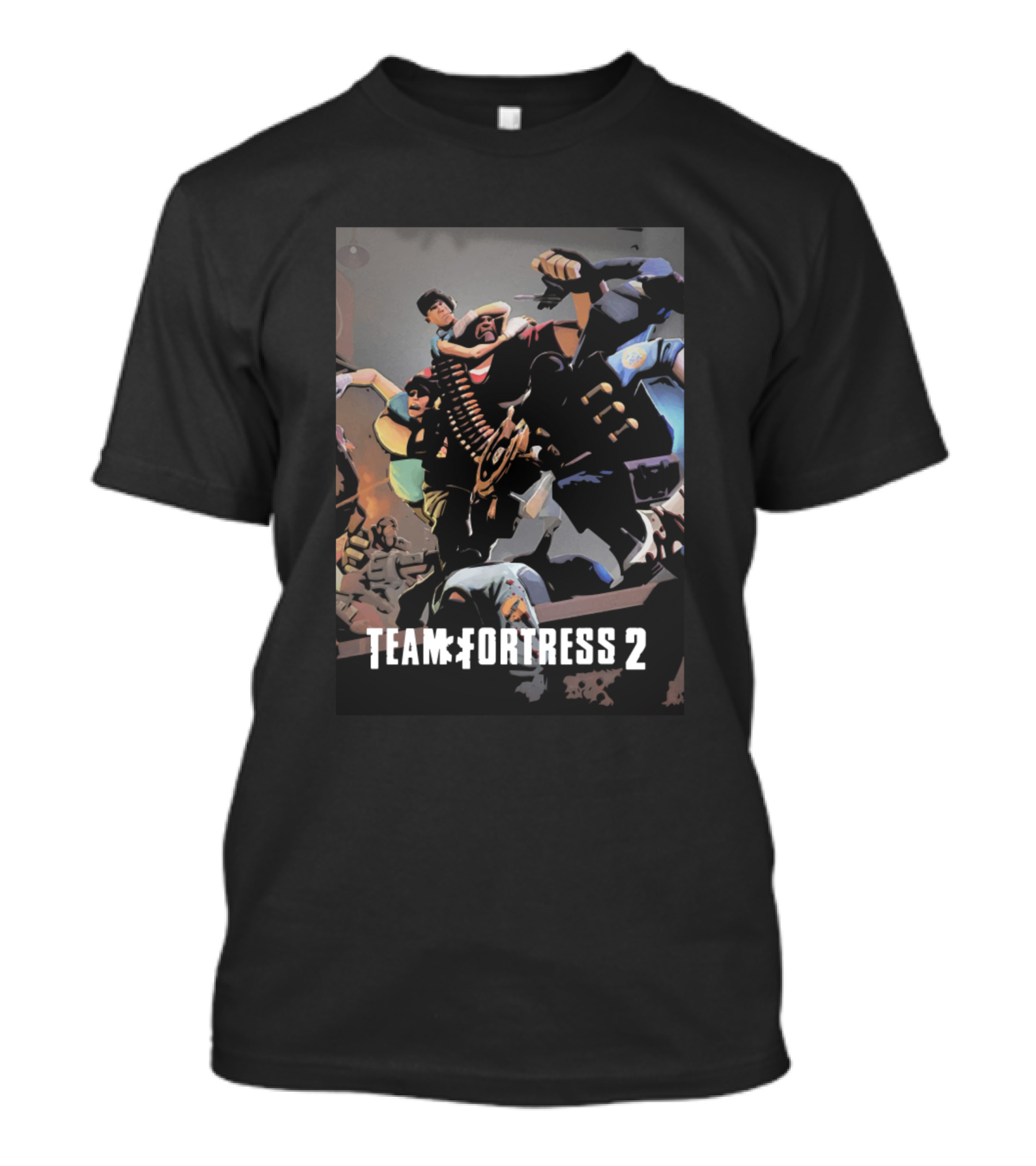 Team Fortress 2 Action-Packed Character Battle Scene T-Shirt