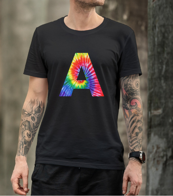 Tie Dye Rainbow Letter A T-Shirt