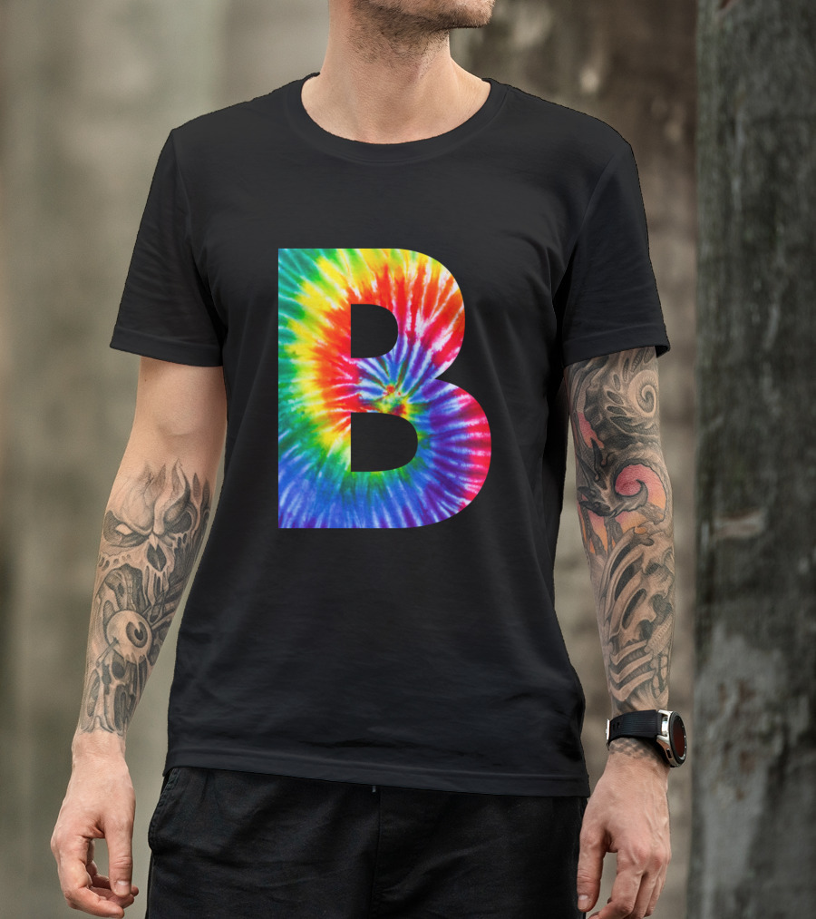 Tie Dye Letter B Rainbow Spiral T-Shirt