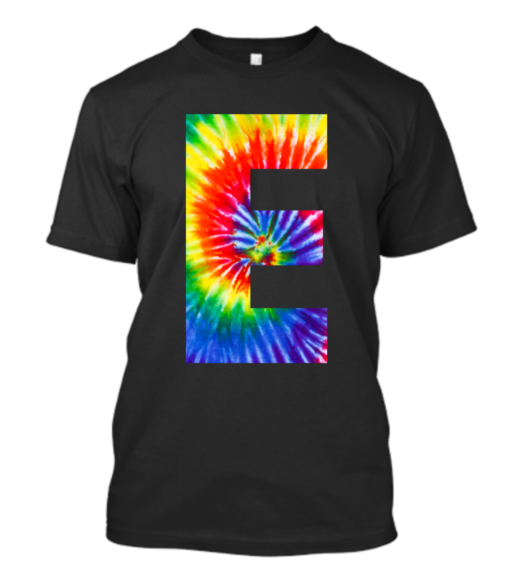 E Rainbow Spiral Tie Dye Letter T-Shirt
