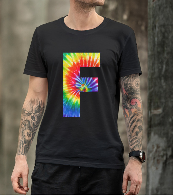 Tie Dye F Rainbow Swirl T-Shirt