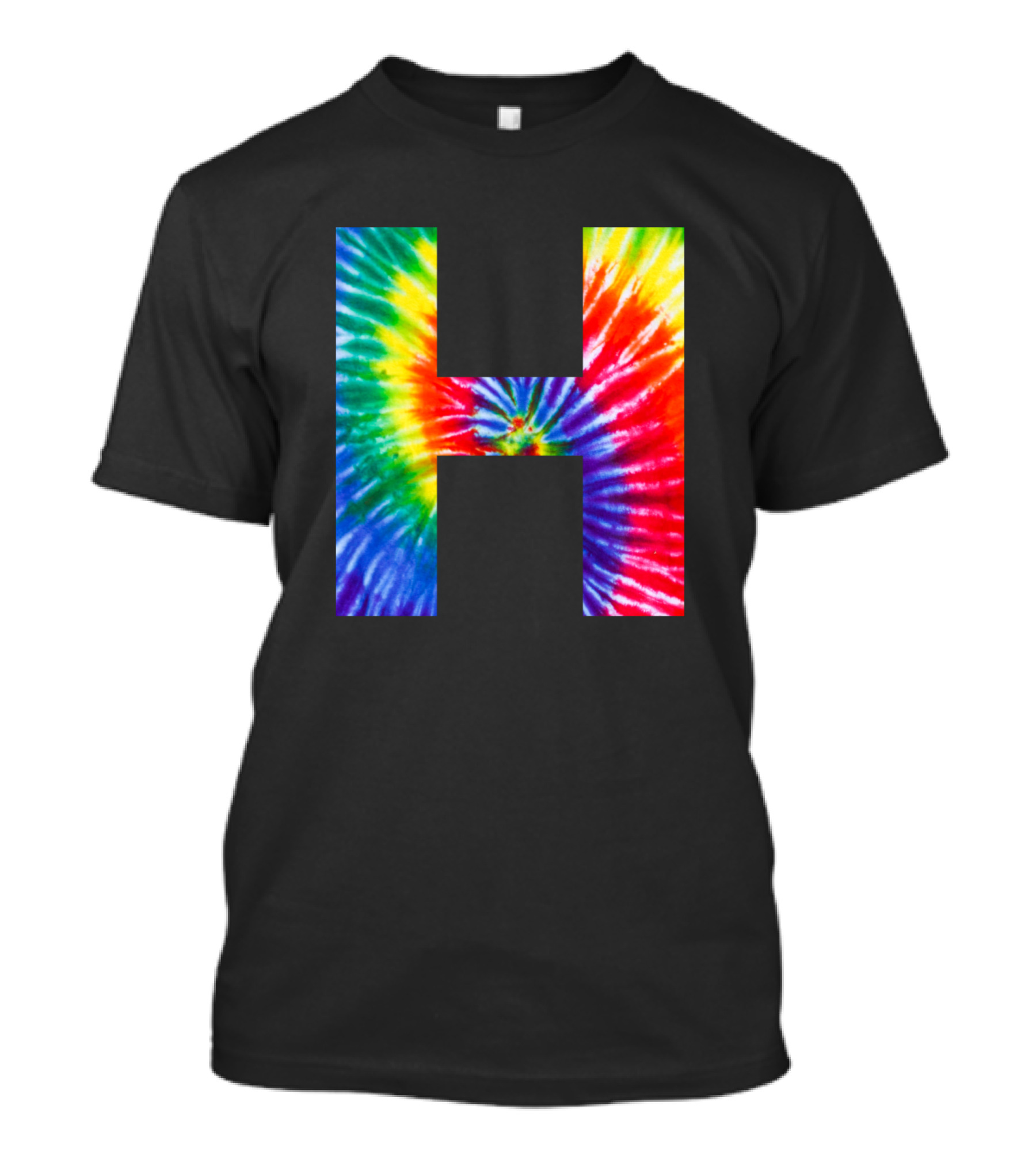 Tie Dye Letter H Rainbow Spiral T-Shirt