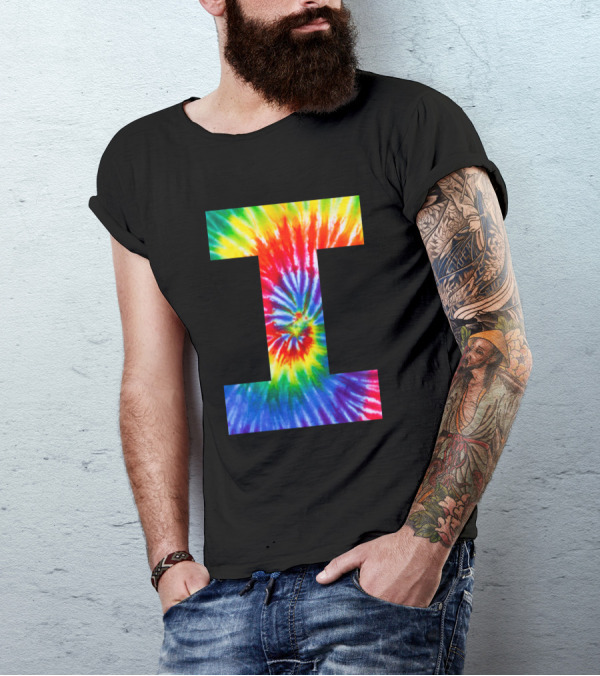 Tie Dye Rainbow Letter I T-Shirt