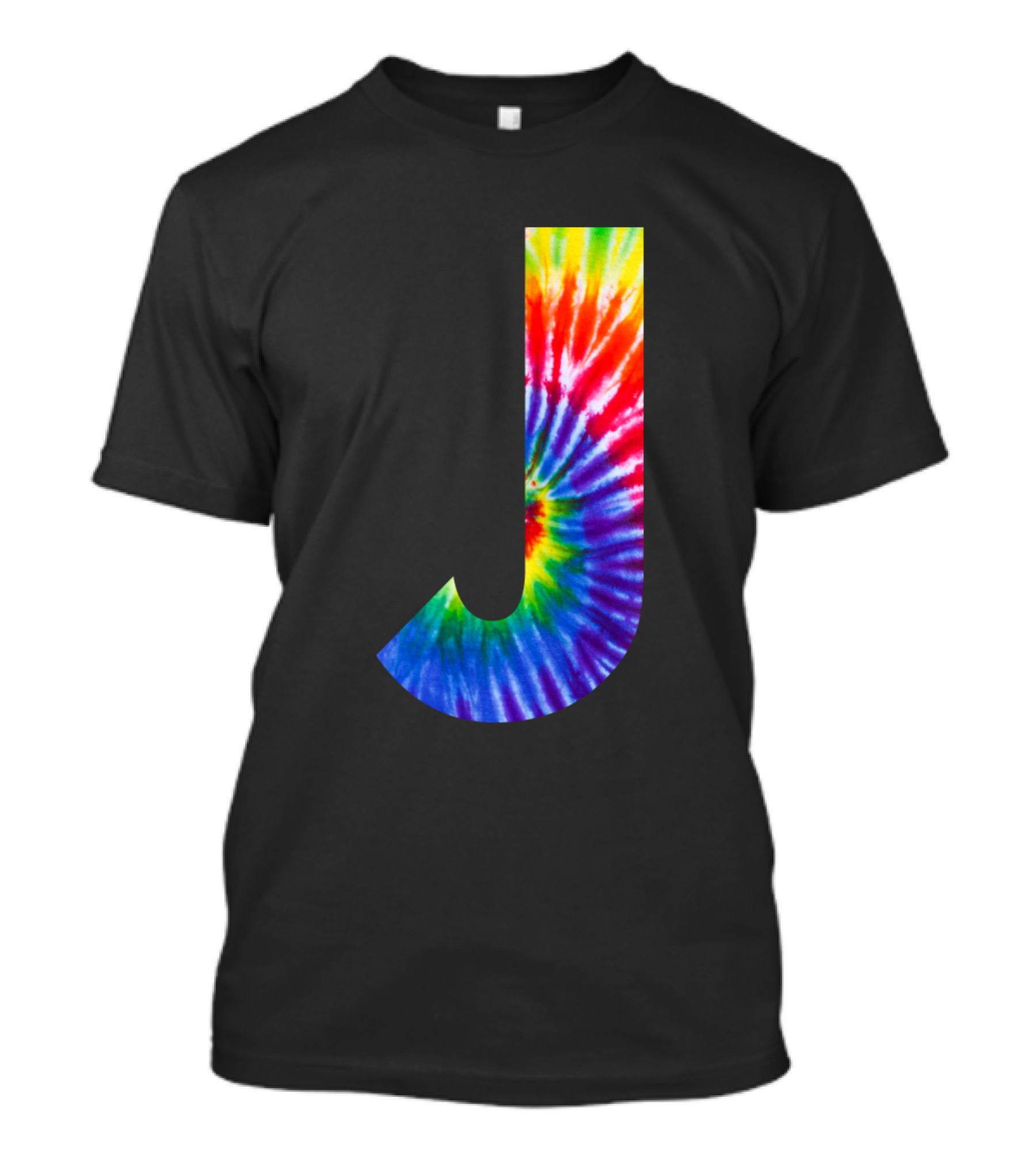 J Tie Dye Letter Rainbow Spiral T-Shirt