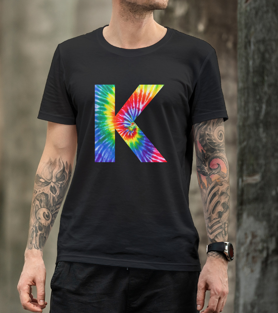 Tie Dye Rainbow Letter K T-Shirt