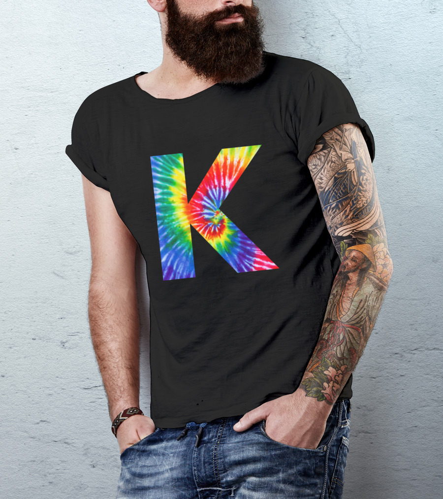 Tie Dye Rainbow Letter K T-Shirt