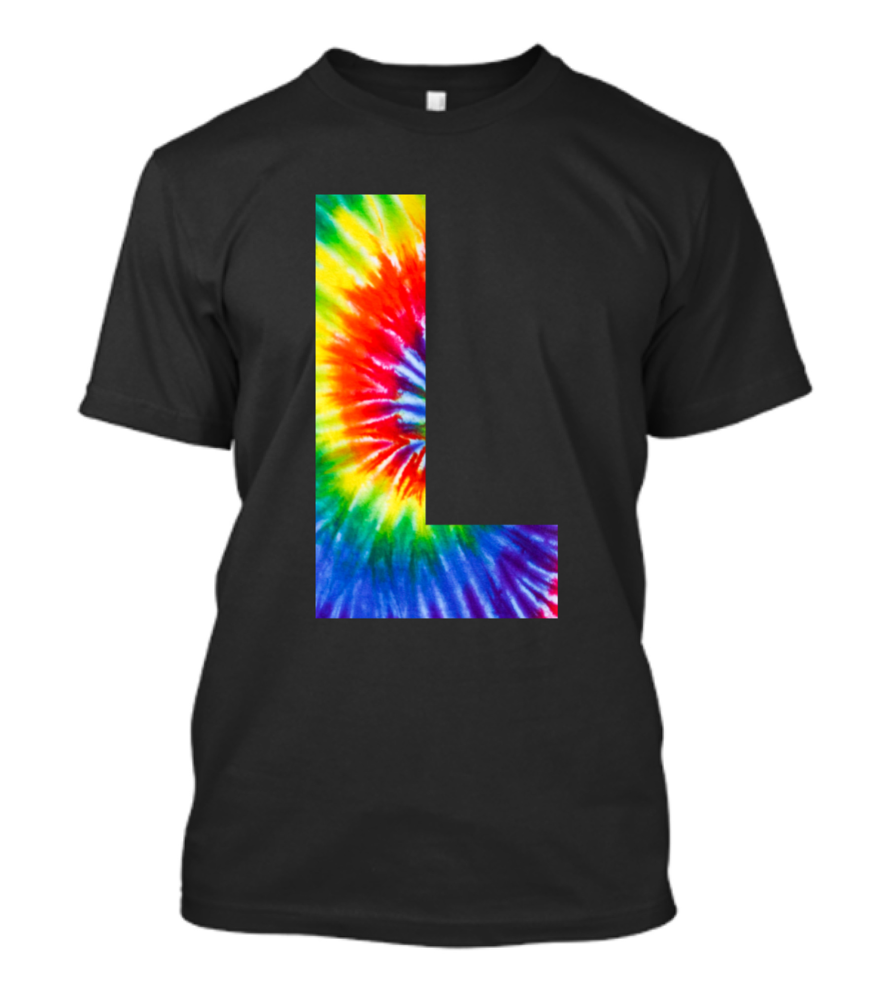 Tie Dye Letter L Rainbow Spiral T-Shirt