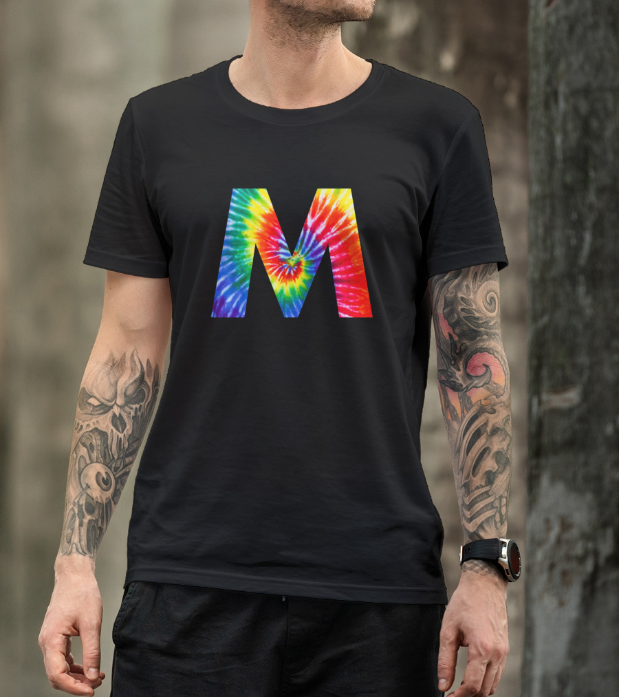 Tie Dye Letter M Rainbow T-Shirt