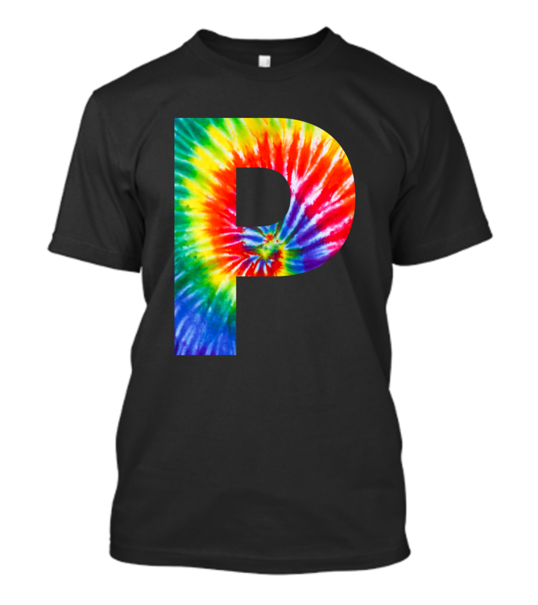 Tie Dye Letter P Rainbow Swirl T-Shirt