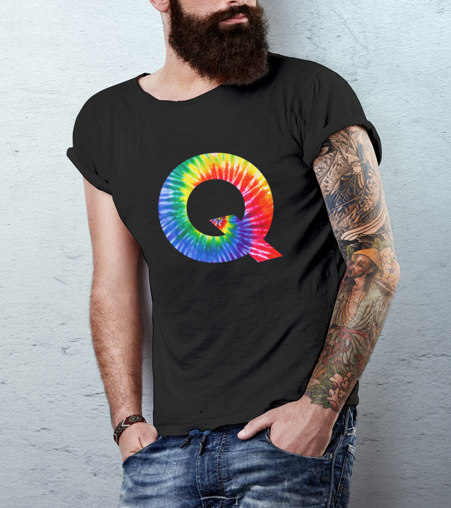 Tie Dye Letter Q Rainbow Spiral T-Shirt