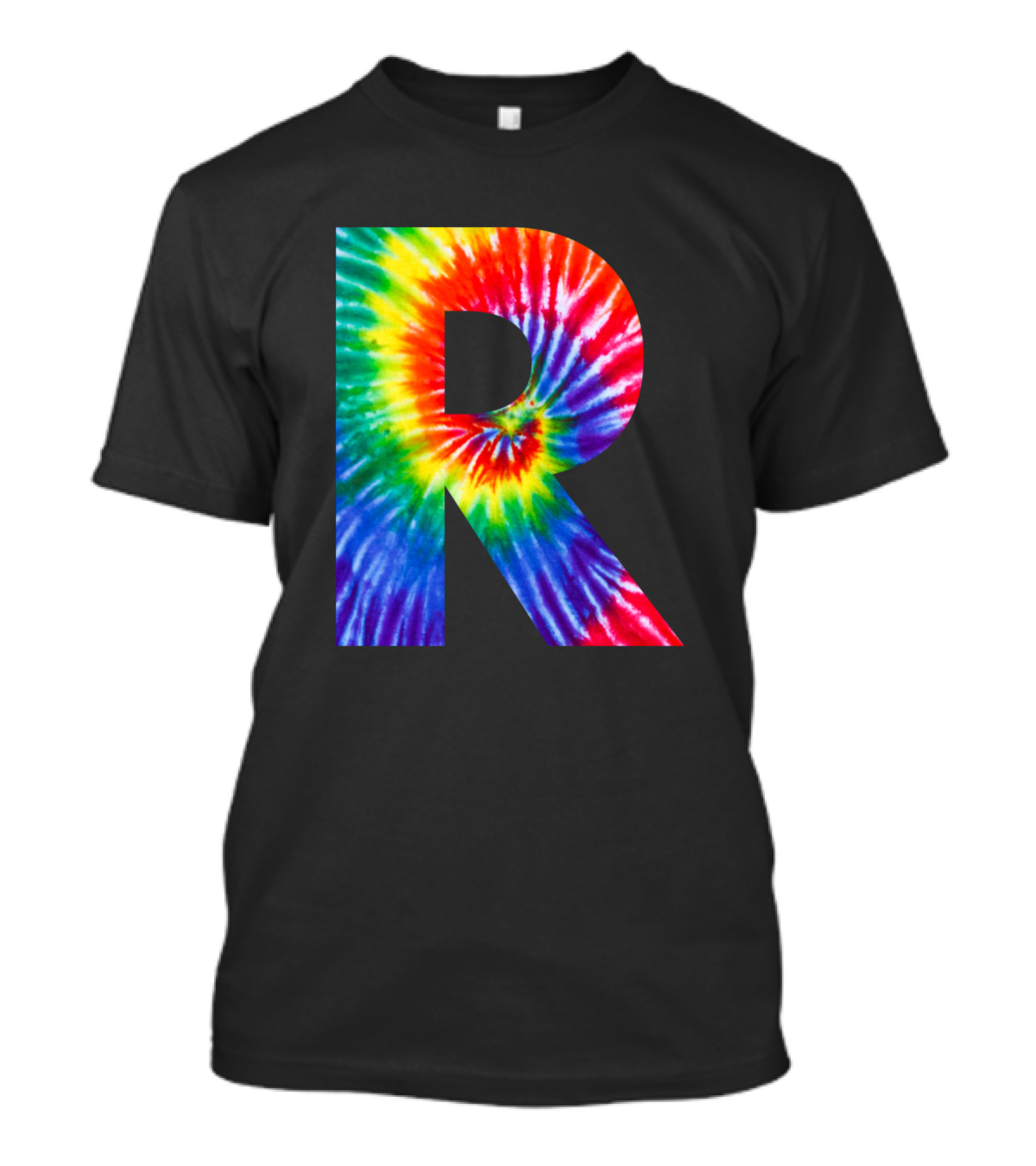 Tie Dye Letter R Multicolor Spiral T-Shirt