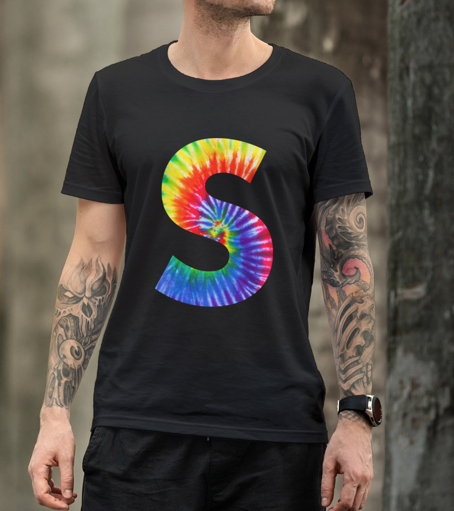 Tie Dye Letter S Vibrant Color Burst T-Shirt