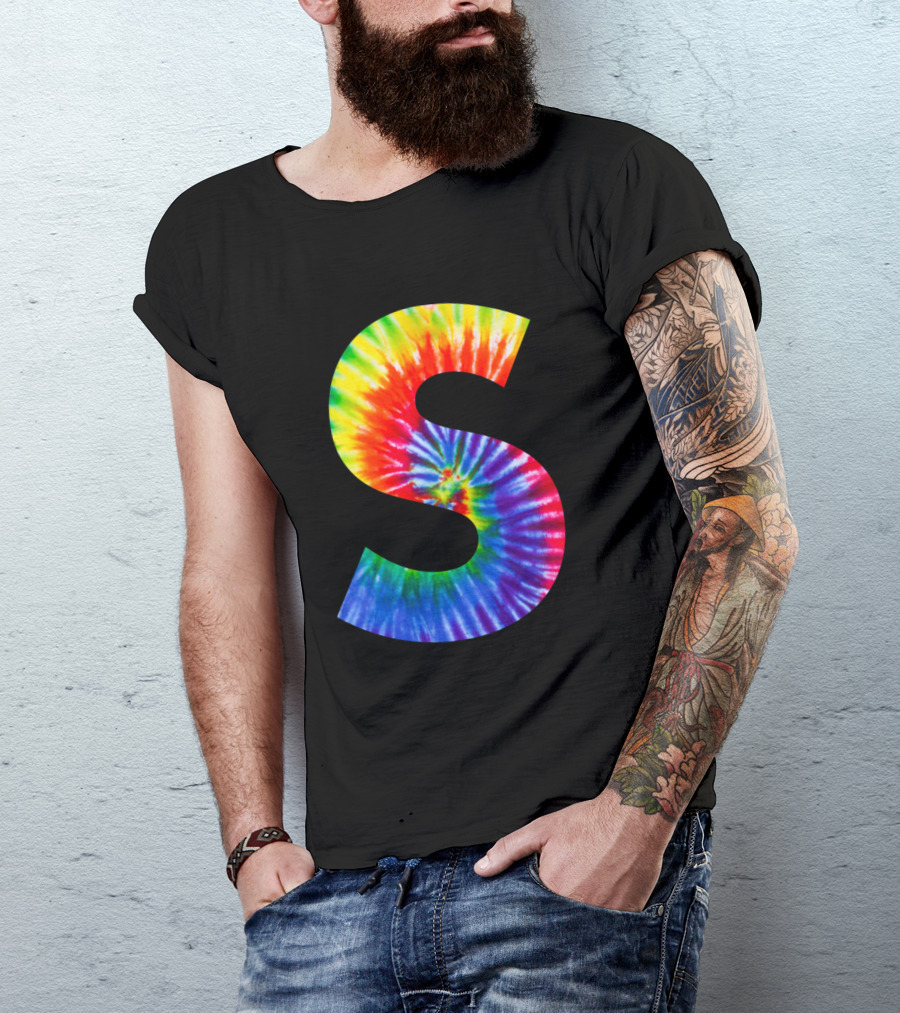Tie Dye Letter S Vibrant Color Burst T-Shirt