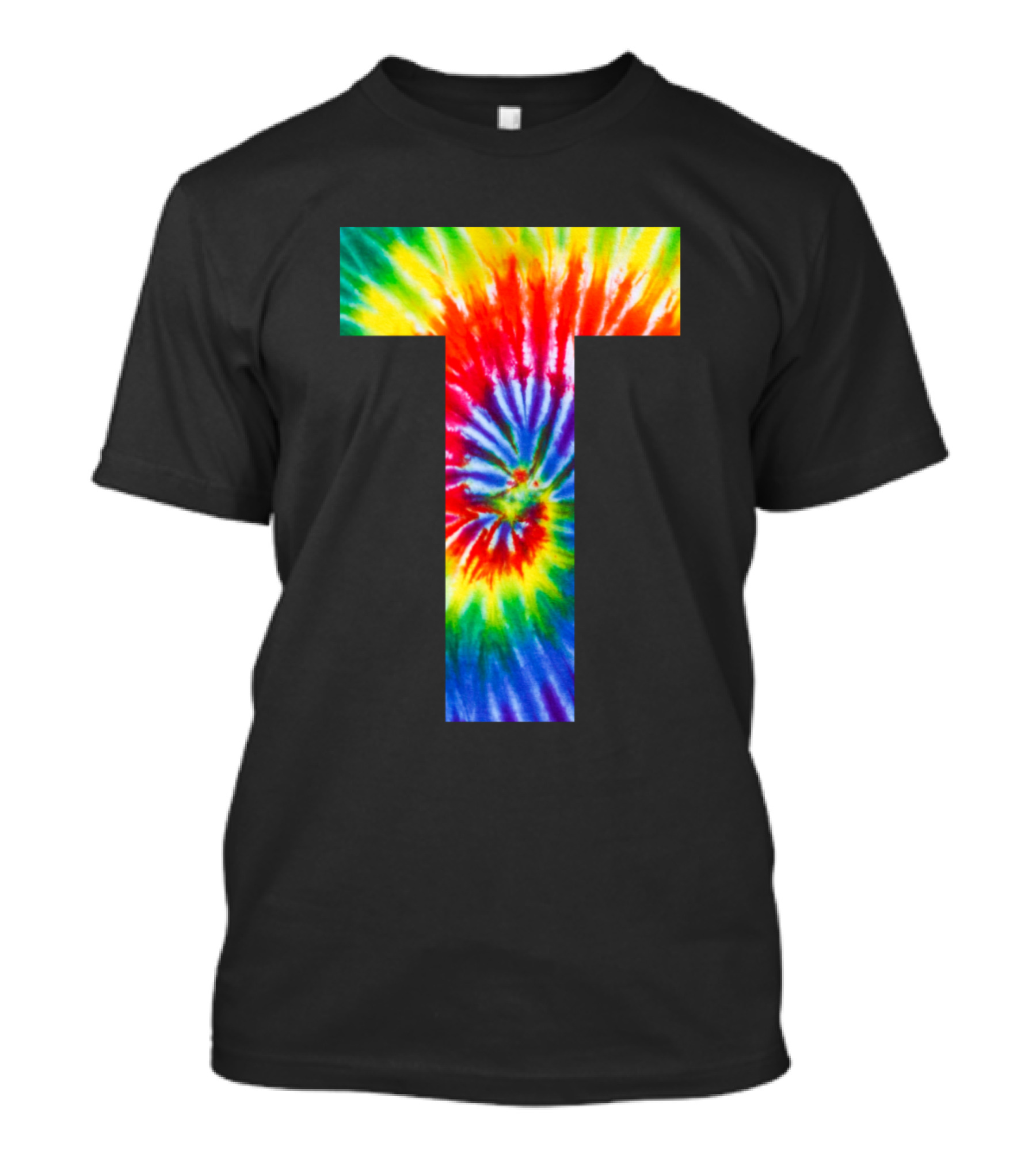 Tie Dye Letter T Rainbow Spiral T-Shirt
