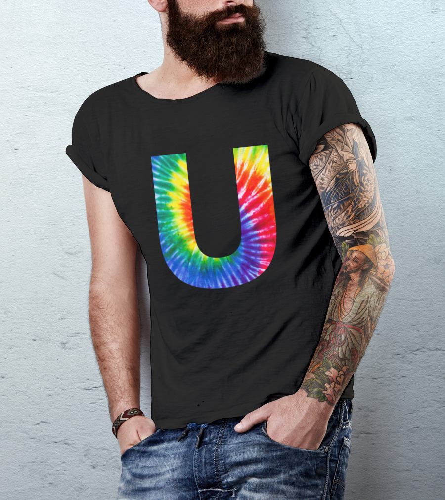 Tie Dye Rainbow Letter U T-Shirt