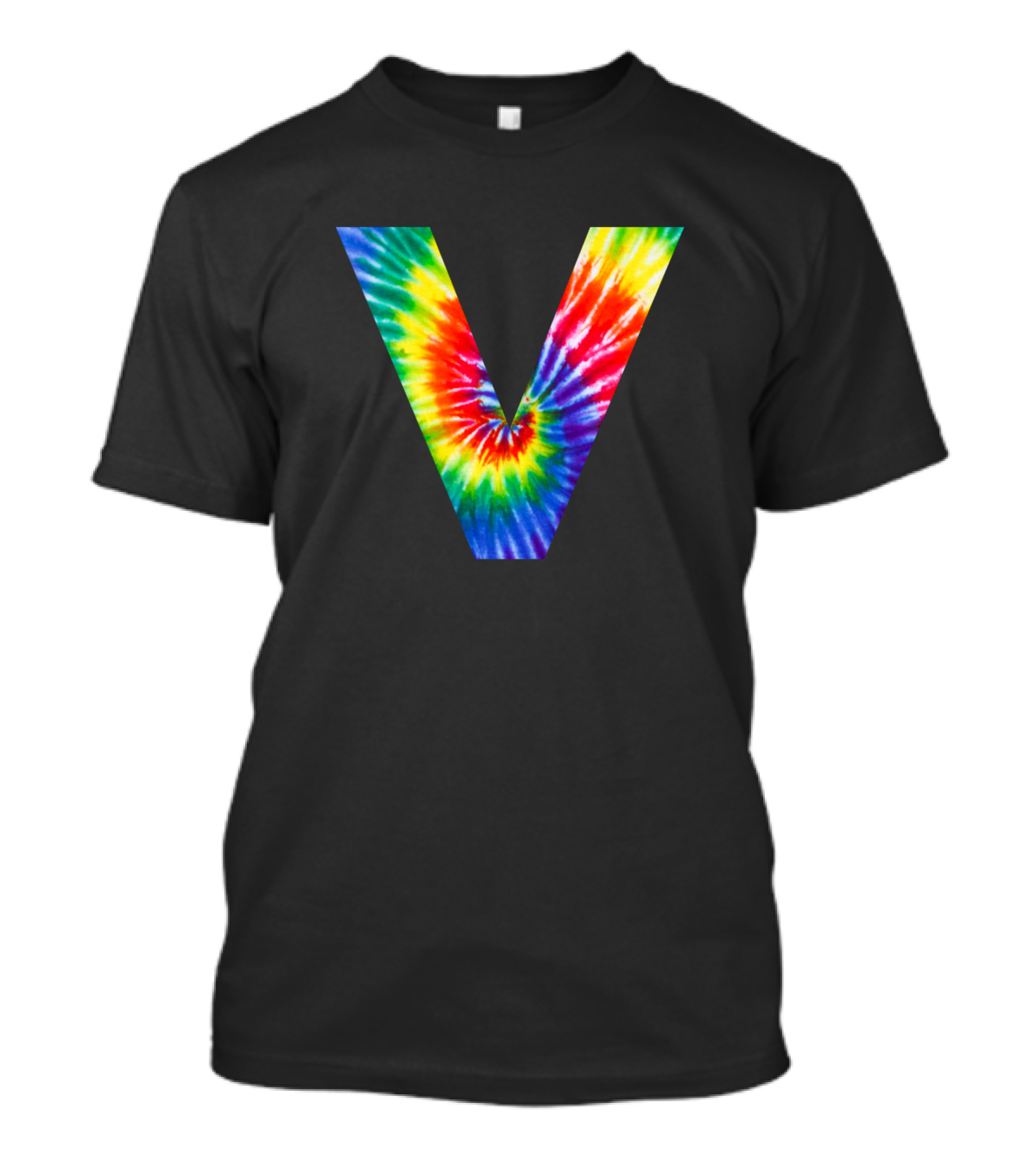 Tie Dye Rainbow Letter V T-Shirt