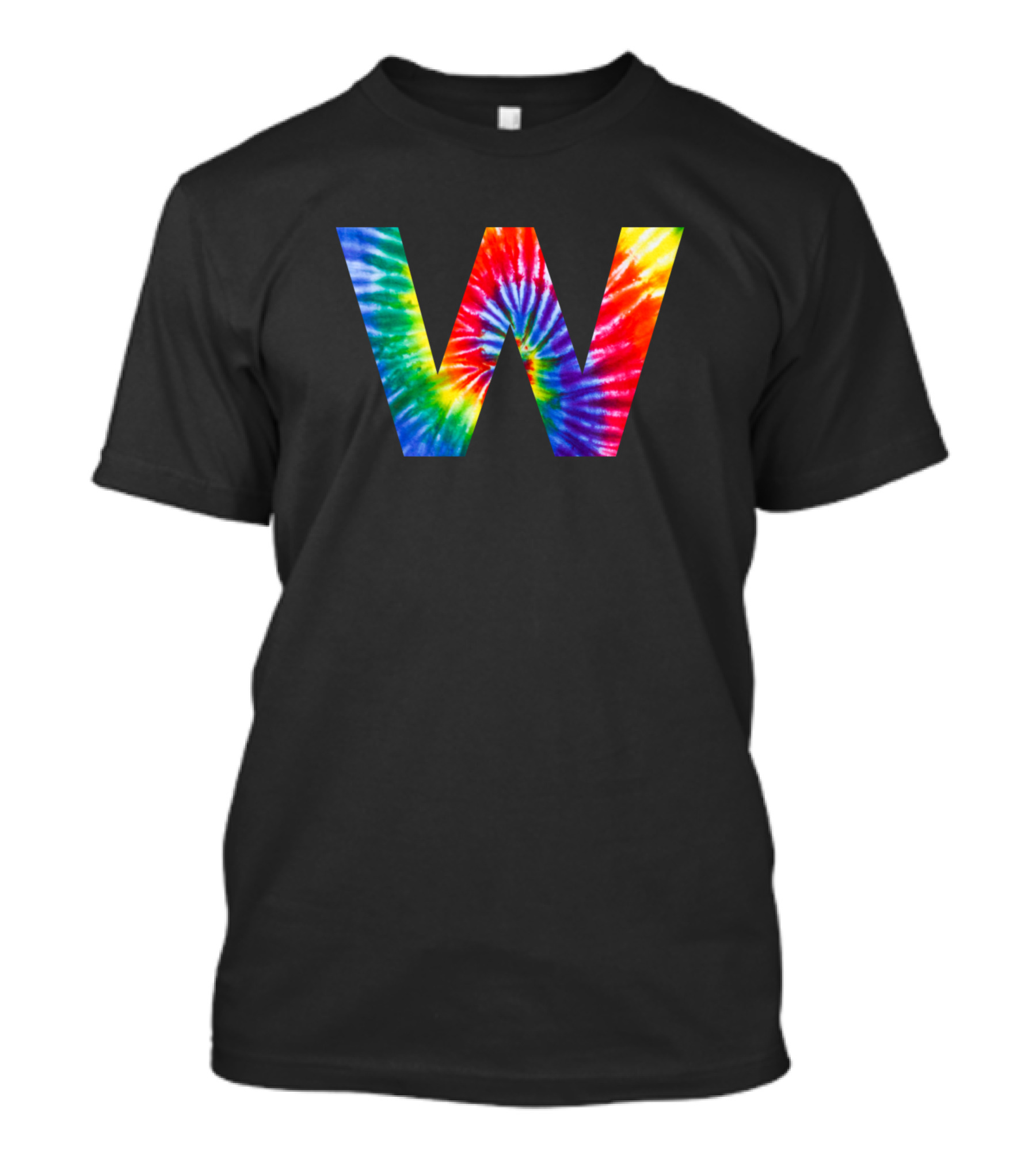 W Rainbow Tie Dye Letter T-Shirt