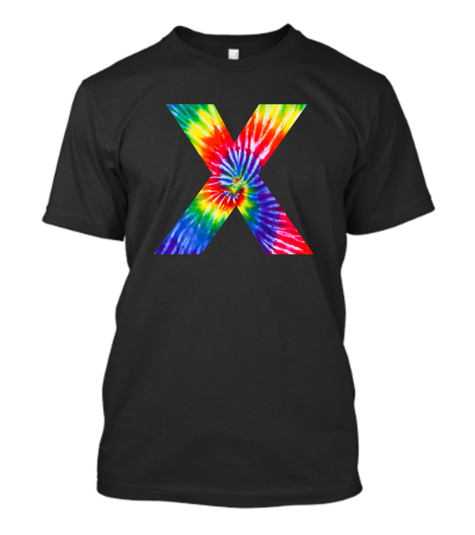 Tie Dye Letter X Vibrant Rainbow T-Shirt