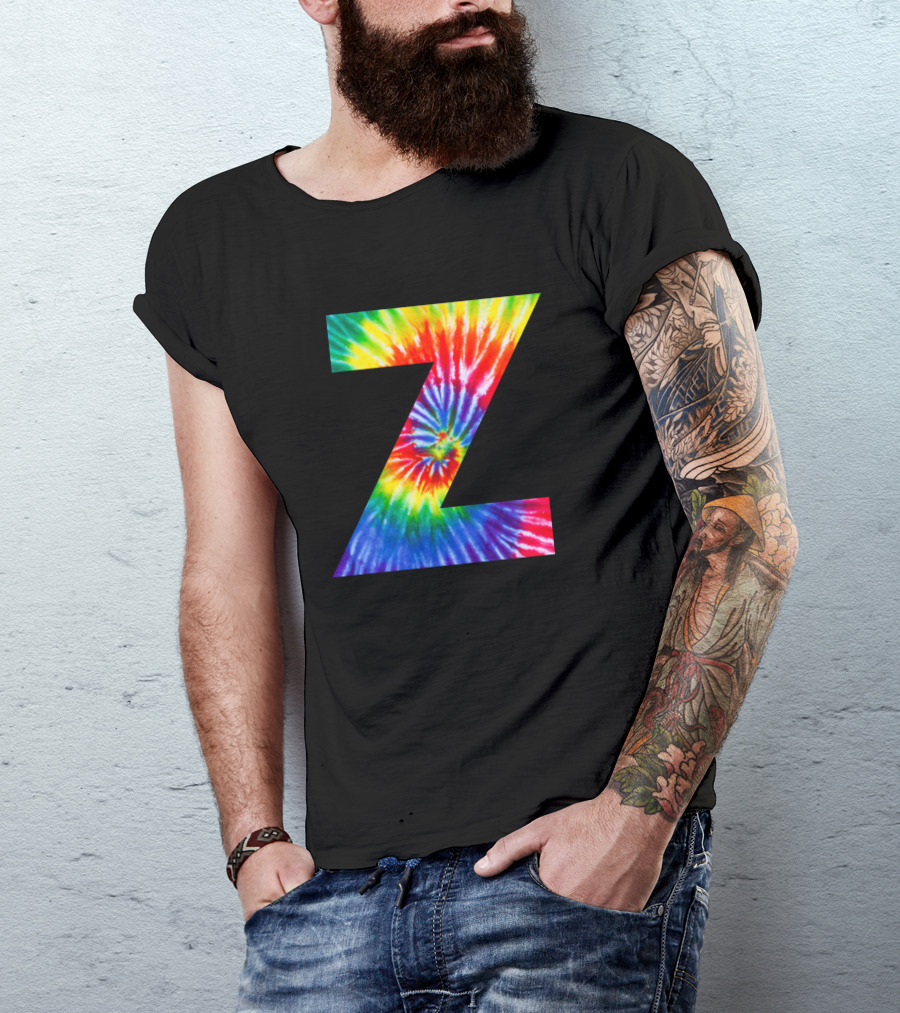 Tie Dye Z Letter Spiral Colorful T-Shirt