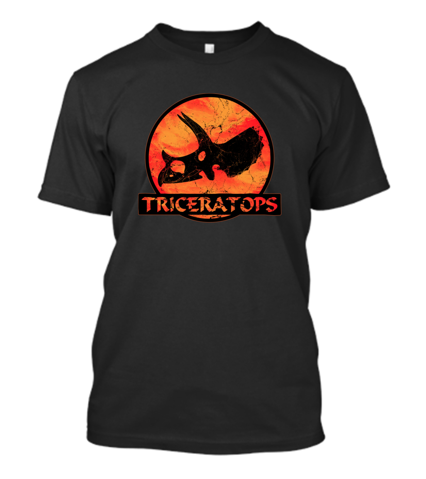 Triceratops Vintage Fossil Silhouette In Jurassic Style Circle T-Shirt