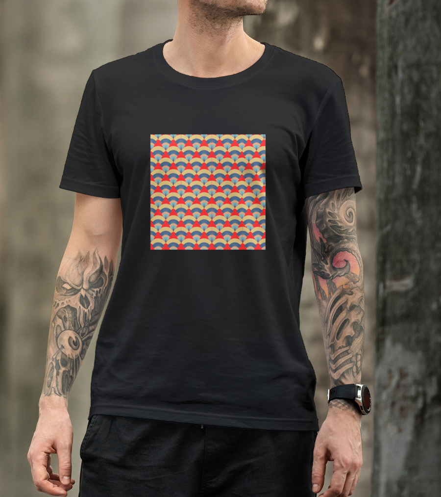 Vintage Art Deco Pattern Retro Colorful Fan T-Shirt