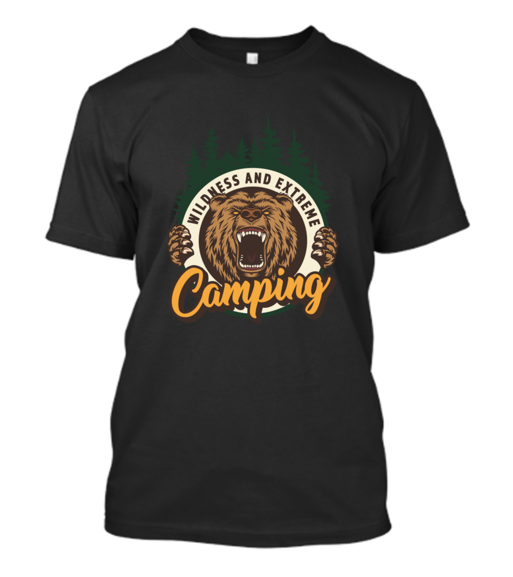 Wildness And Extreme Camping Bear Roaring In Forest T-Shirt