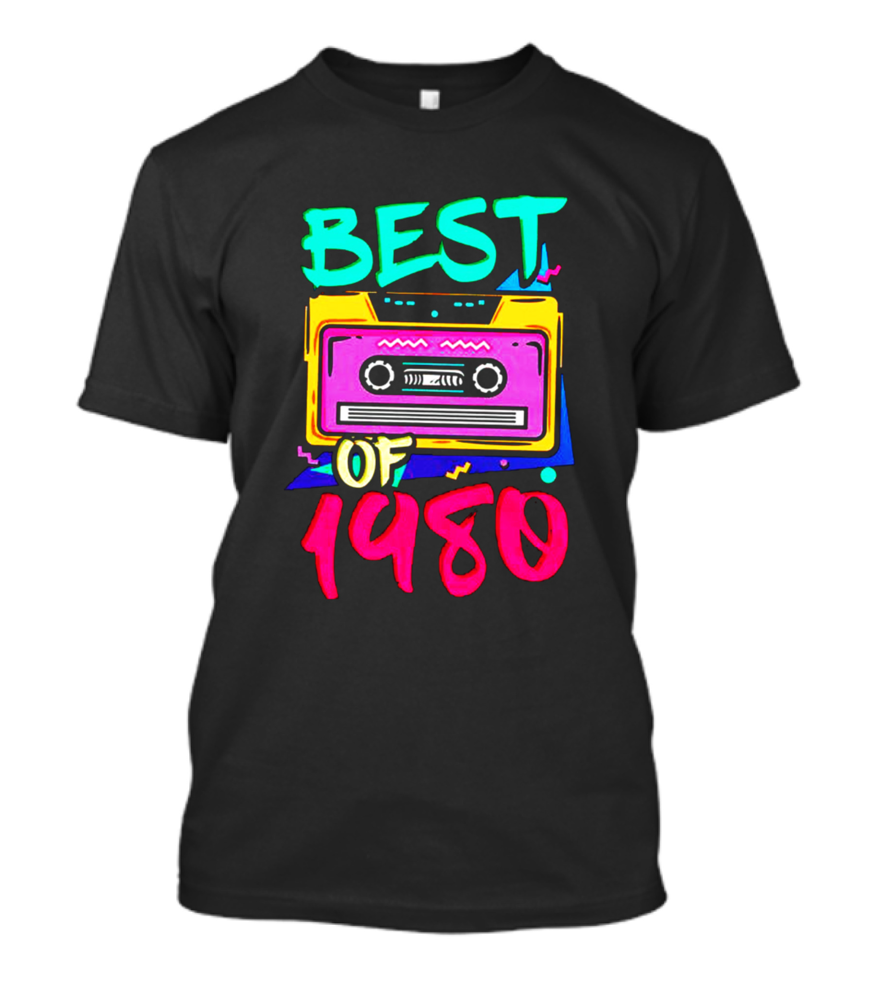 Best Of 1980 Colorful Cassette Tape Retro 80s Music T-Shirt