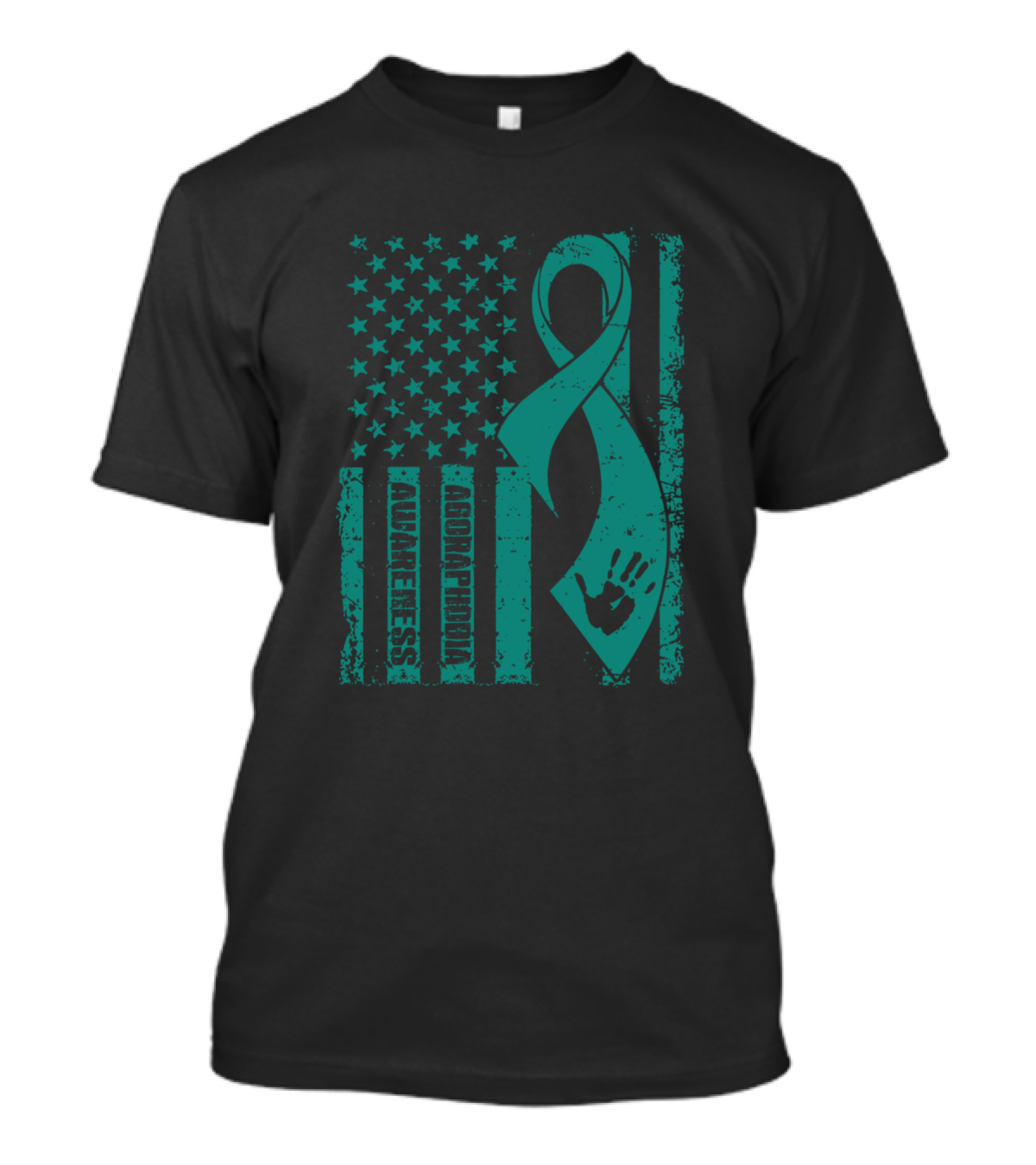 Agoraphobia Awareness Flag With Ribbon And Handprint T-Shirt