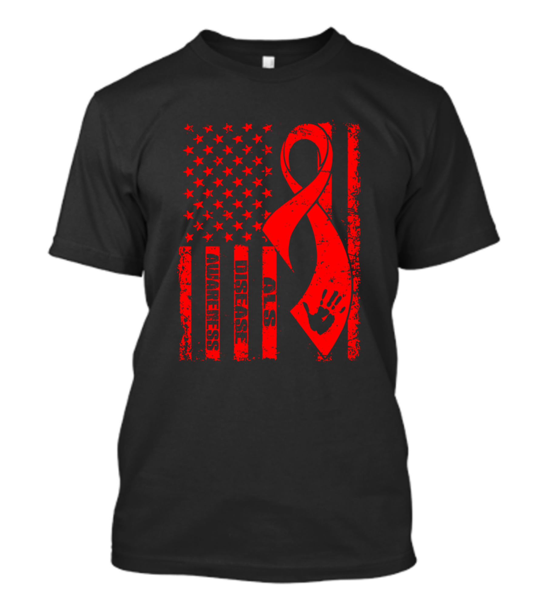 ALS Awareness Disease Flag Red Ribbon T-Shirt