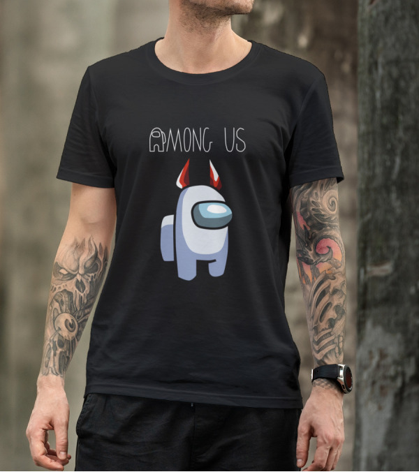 Among Us Purple White Character With Red Horns T-Shirt