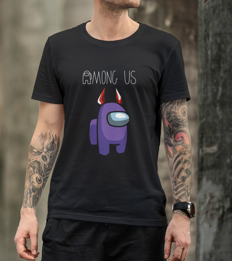 Among Us Purple Character With Red Ear Hat T-Shirt