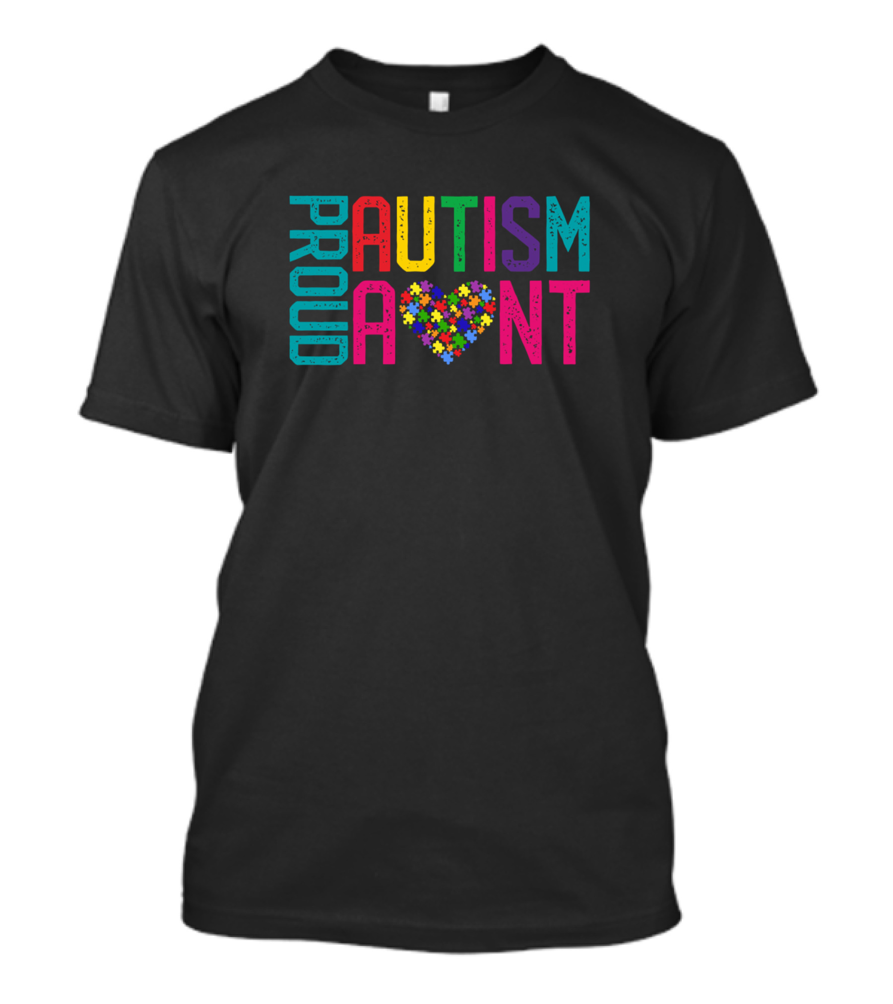 Proud Autism Aunt Autism Awareness Heart Puzzle T-Shirt