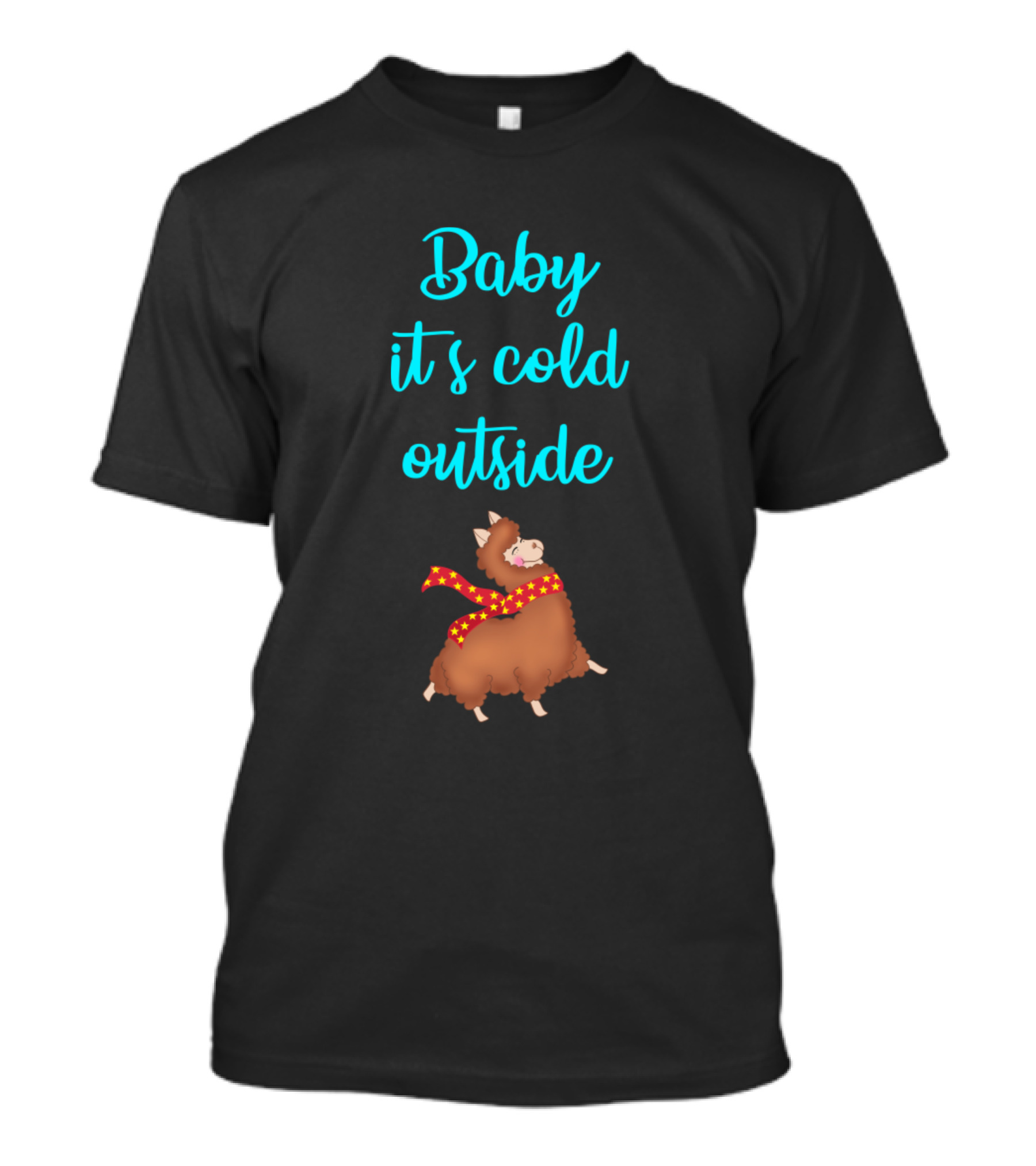 Baby It's Cold Outside Llama With Winter Scarf T-Shirt