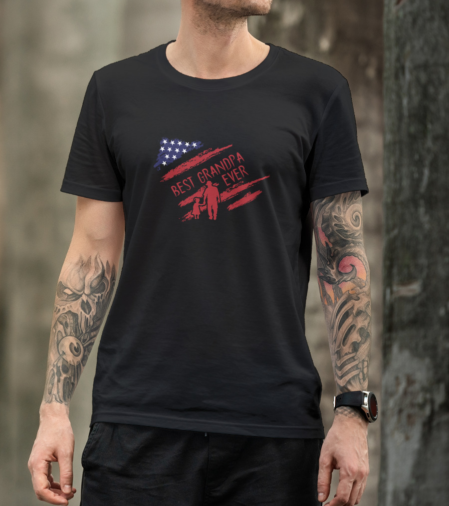 Best Grandpa Ever American Flag T-Shirt