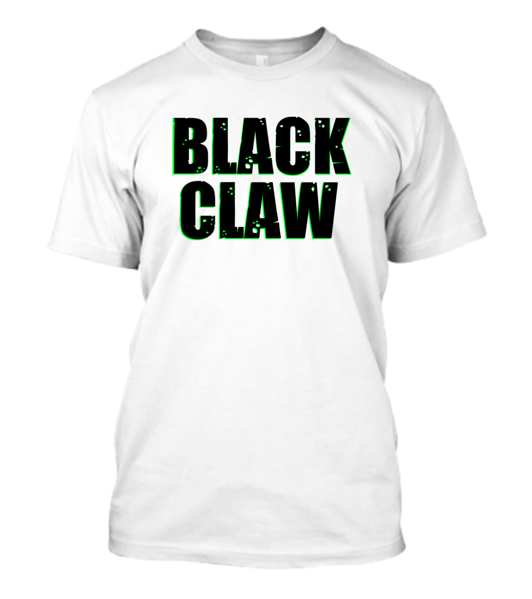 BLACK CLAW Bold Distressed Green Text T-Shirt