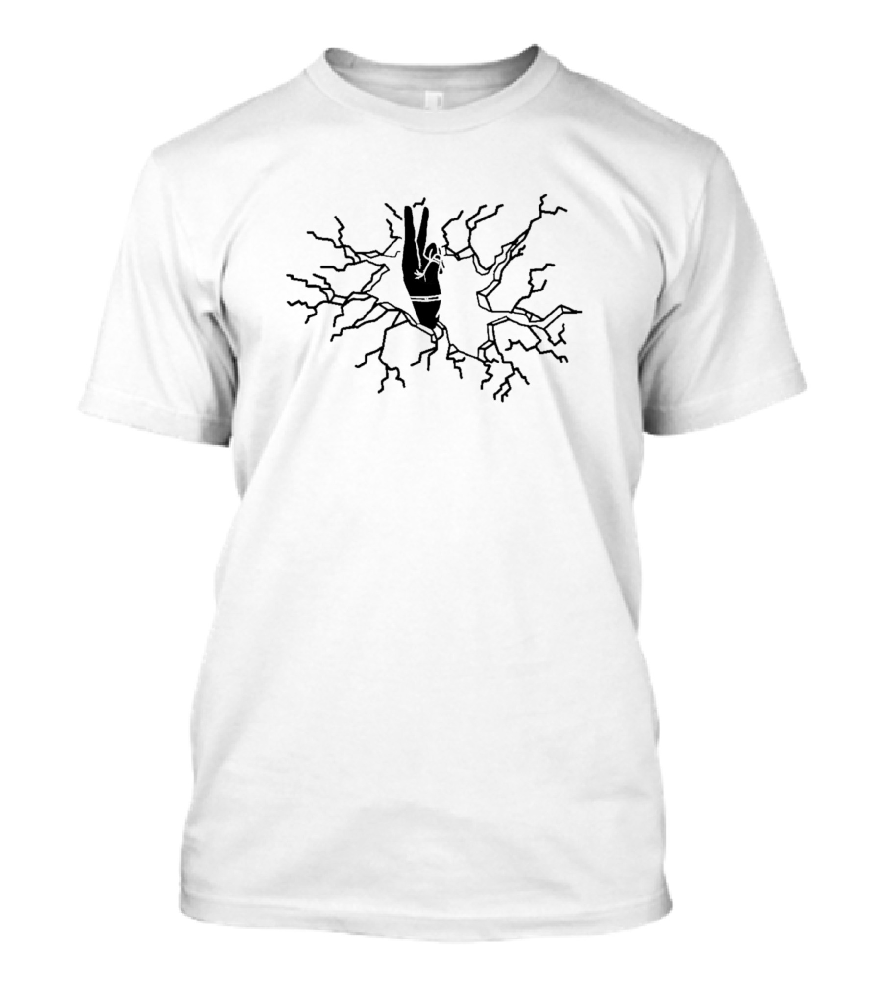 Breaking Peace Broken V Sign With Cracked Effect T-Shirt